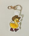 Fluffy Feather Cowboy Duckling Key Ring, Vinyl Keychain Accessory (4x4 Hoop)