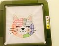 Faux Applique Patchwork Cat Head Embroidery File – Colorful Patchwork Design (Digital Download)