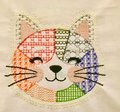 Faux Applique Patchwork Cat Head Embroidery File – Colorful Patchwork Design (Digital Download)