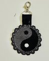 Yin Yang Lace Key Ring Embroidery Design, Sketch Fill Snap Hook (Digital Download)
