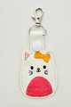 Embroidery Cat Keychain Design, White Vinyl Kitten Bag Charm (Digital File)