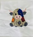 Patchwork Cow Embroidery Design, Halloween Heifer Machine File (4 X 4 Design)
