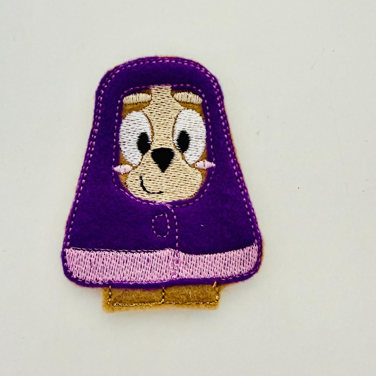 ITH Embroidered Blue Dog Grannies Finger Puppets, Handmade Felt Pretend Play Toy 4x4 Hoop