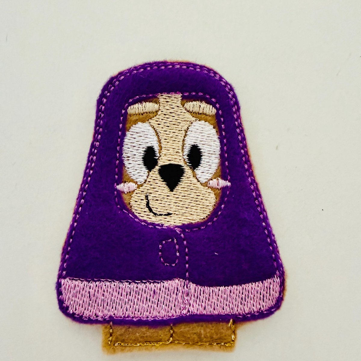 ITH Embroidered Blue Dog Grannies Finger Puppets, Handmade Felt Pretend Play Toy 4x4 Hoop