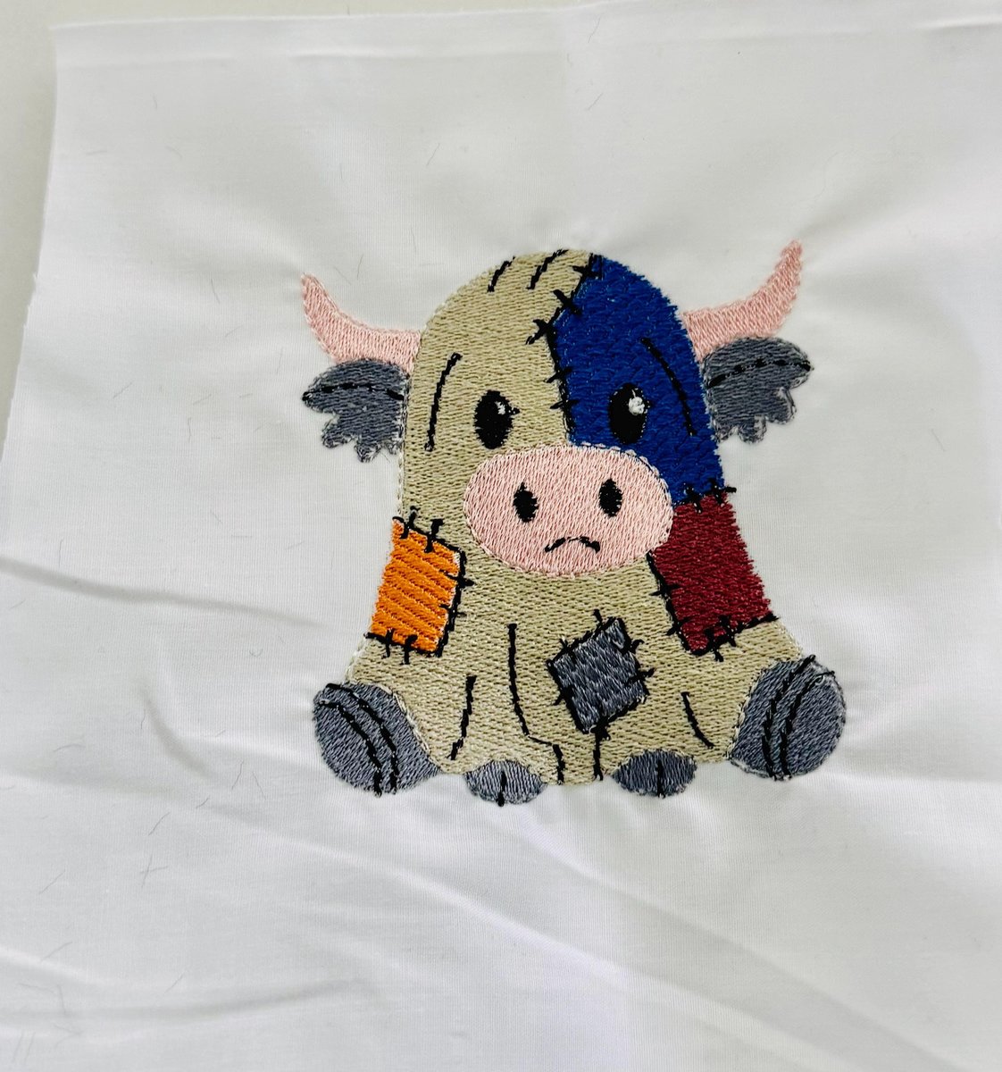 Patchwork Cow Embroidery Design, Halloween Heifer Machine File (4 X 4 Design)