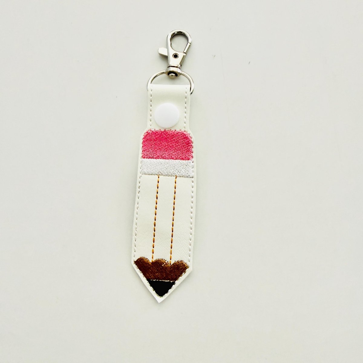 ITH Embroidered Pencil Keychain, Faux Leather Key Fob, Teacher Appreciation Gift 4x4 hoop