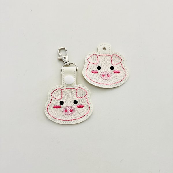 ITH Sketch Pig Face Keyring & Eyelet Digital Download- Embroidery Design
